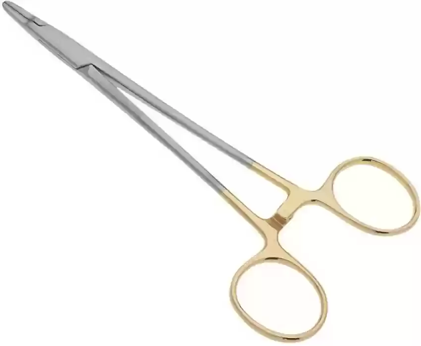 Needle Holder Hard Tip Halfr God Platted 8"